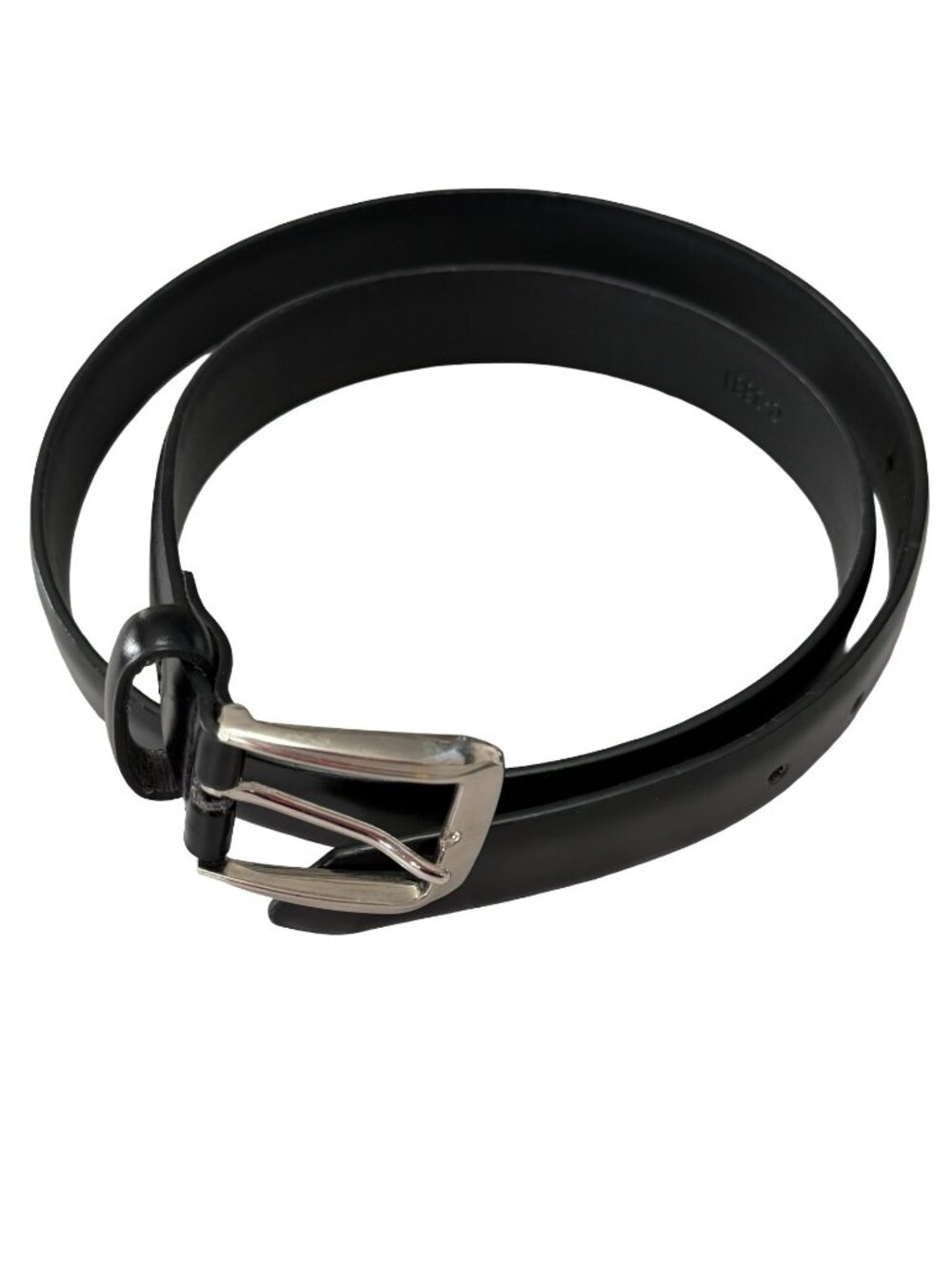 Beverly Hills Polo Club Black Bonded Leather Belt Size 38 Silver Buckle